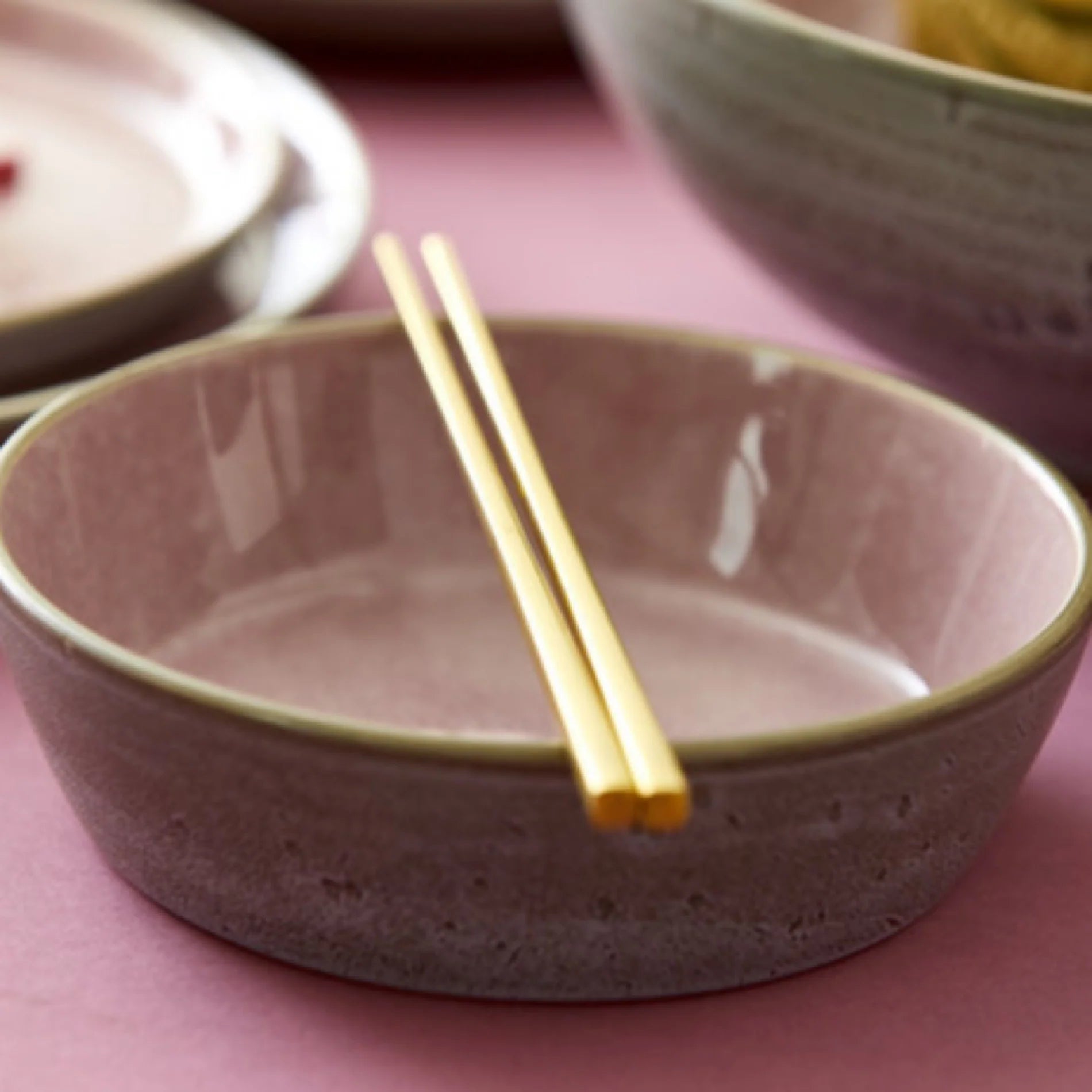 Bitz Living Stoneware bowl / plate deep Ø 18 cm grey, light pink